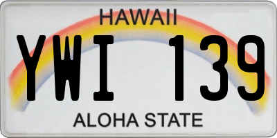 HI license plate YWI139