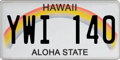 HI license plate YWI140