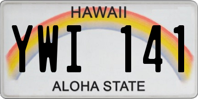 HI license plate YWI141
