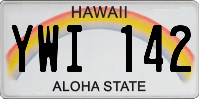 HI license plate YWI142