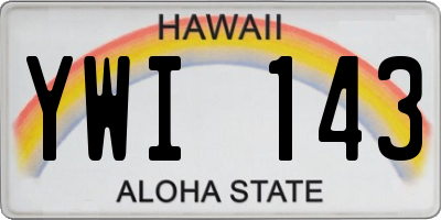 HI license plate YWI143