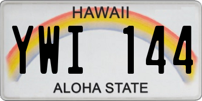 HI license plate YWI144