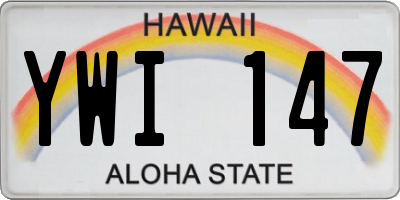 HI license plate YWI147