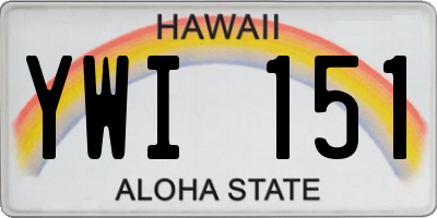 HI license plate YWI151