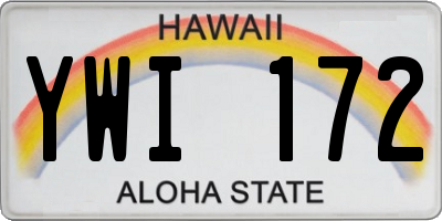HI license plate YWI172