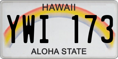 HI license plate YWI173
