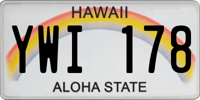HI license plate YWI178