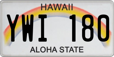 HI license plate YWI180