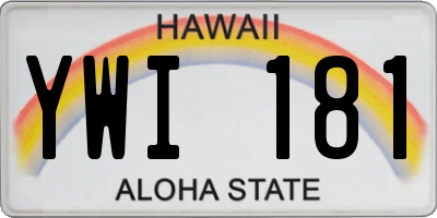 HI license plate YWI181