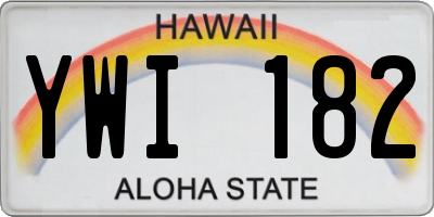 HI license plate YWI182