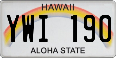 HI license plate YWI190