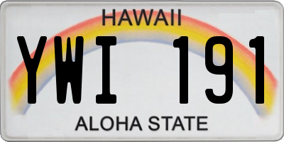 HI license plate YWI191