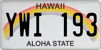 HI license plate YWI193