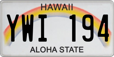HI license plate YWI194