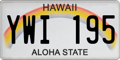 HI license plate YWI195