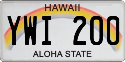 HI license plate YWI200