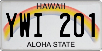 HI license plate YWI201