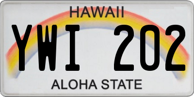 HI license plate YWI202