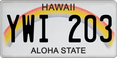 HI license plate YWI203