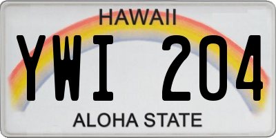 HI license plate YWI204