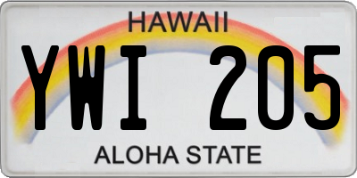 HI license plate YWI205