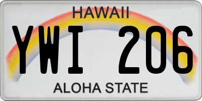 HI license plate YWI206