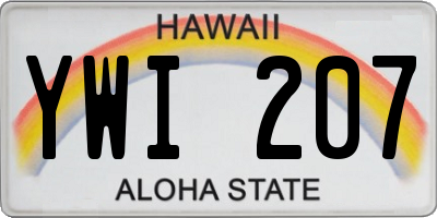 HI license plate YWI207