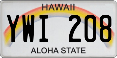 HI license plate YWI208