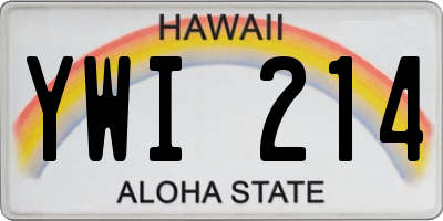 HI license plate YWI214