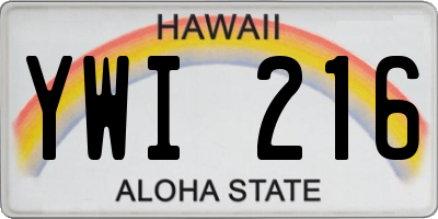 HI license plate YWI216