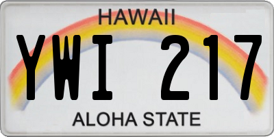 HI license plate YWI217