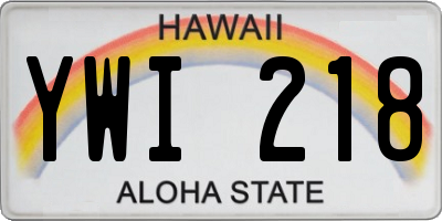HI license plate YWI218