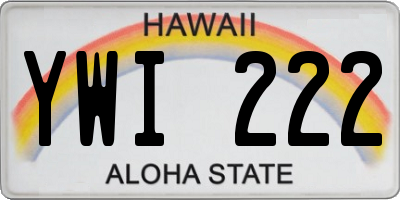 HI license plate YWI222