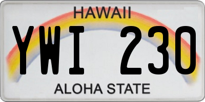 HI license plate YWI230