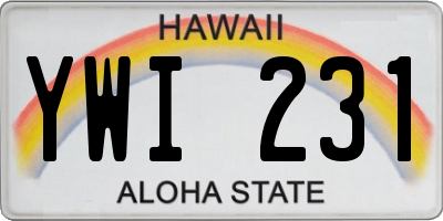 HI license plate YWI231