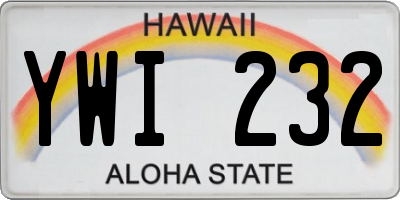 HI license plate YWI232