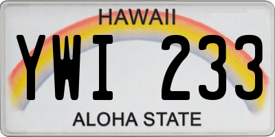 HI license plate YWI233