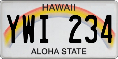 HI license plate YWI234