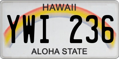 HI license plate YWI236