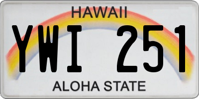 HI license plate YWI251