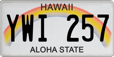 HI license plate YWI257