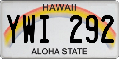 HI license plate YWI292
