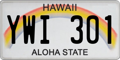 HI license plate YWI301
