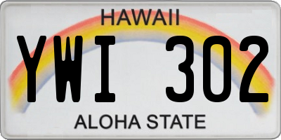 HI license plate YWI302