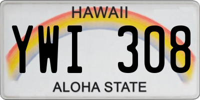 HI license plate YWI308