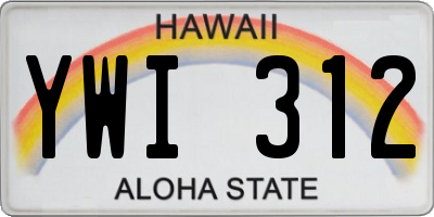 HI license plate YWI312