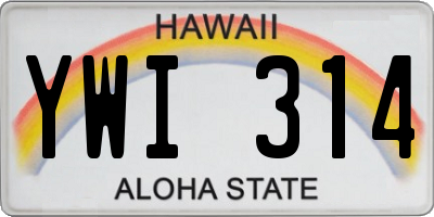 HI license plate YWI314