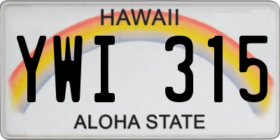 HI license plate YWI315