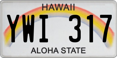 HI license plate YWI317