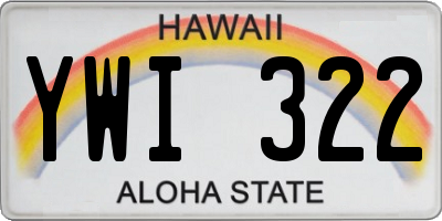 HI license plate YWI322